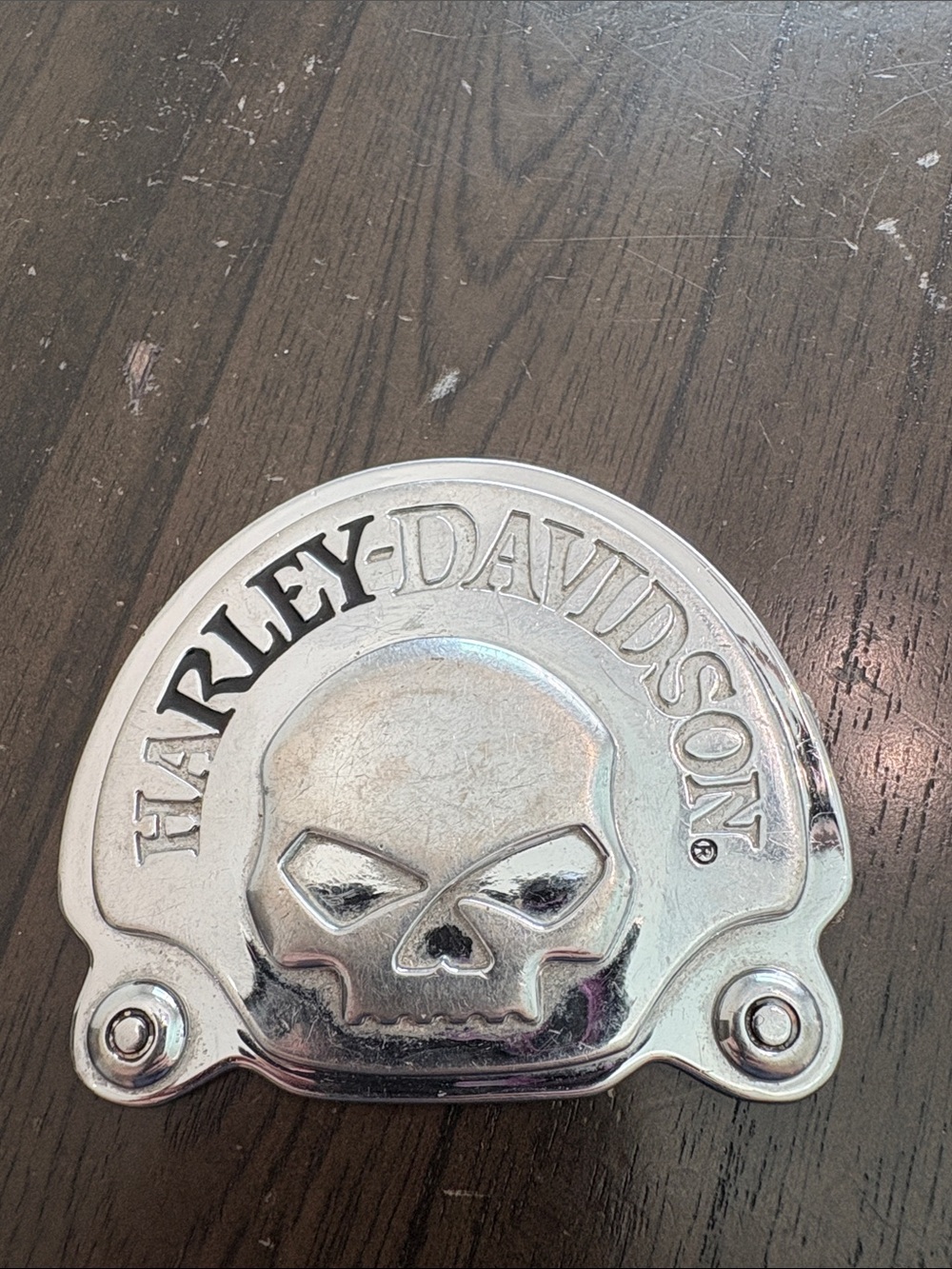 Harley-Davidson Silver Chrome Skull Badge